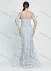 Wholesale Women's Glamorous Appliques Embroidery Long Sleeve Round Neck Lace Mermaid Floor Length Evening Dress - Liuhuamall
