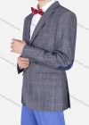 Wholesale Men's Plaid Buttons Pockets Patchwork Slim Fit Blazer - Liuhuamall