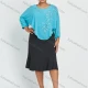 Wholesale Women's Plus Size Chiffon Round Neck 3/4 Sleeve Curved Hem Rhinestone Top With 2 Piece Set Cyan Clothing Wholesale Market Liuhua