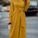 Women's Casual Plain Peplum Collared Long Sleeve Button Front Lace Up Shirt Dress 8# Clothing Wholesale Market -LIUHUA