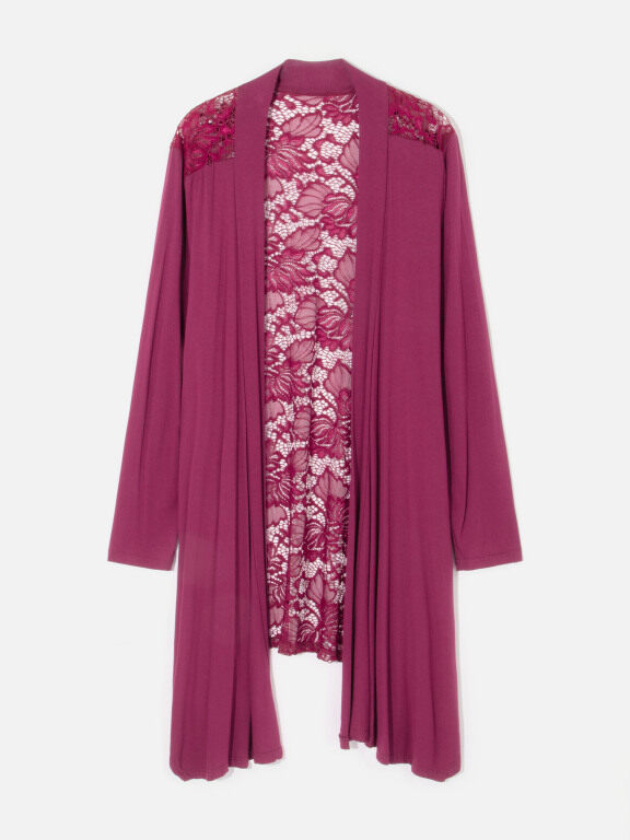 Woman's Casual Long Sleeve Guipure Lace Plain Cardigan, Clothing Wholesale Market -LIUHUA, Cardigans