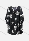 Wholesale Women's Casual 3/4 Butterfly Sleeve Lace Up Front Floral Print Tunic - Liuhuamall