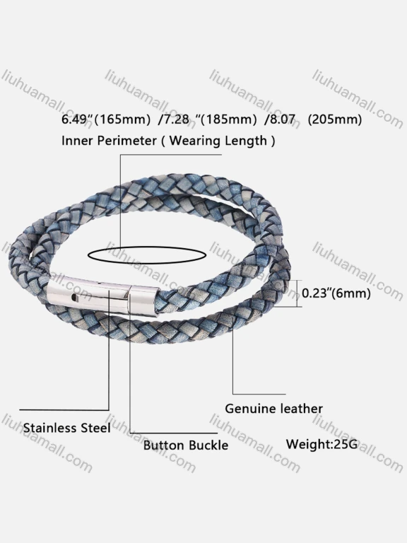 Wholesale Genuine Leather Stainless Steel Magnetic Buckle Bracelet SP0491B#
