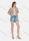 Wholesale Women's Casual Vintage Round Neck Floral Print Tassel Crop Blouse E3260# - Liuhuamall