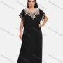 Wholesale Women's African Short Sleeve Embroidery Round Neck Maxi Kaftan Dress #304 preview