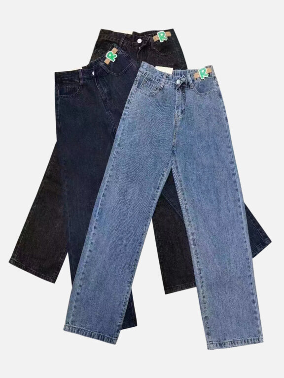 Women's Casual Button Closure Pockets Plain Jeans, Clothing Wholesale Market -LIUHUA, Jeans