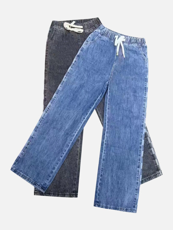 Women's Casual Drawstring Pockets Plain Jeans, Clothing Wholesale Market -LIUHUA, Jeans