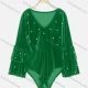 Wholesale Women's Sexy V Neck Ruffle Long Sleeve Pearl Decor Bodysuit 24# Clothing Wholesale Market Liuhua