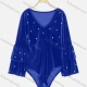 Wholesale Women's Sexy V Neck Ruffle Long Sleeve Pearl Decor Bodysuit 33# Clothing Wholesale Market Liuhua