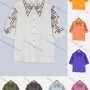 Wholesale Women's Casual Collared Half Sleeve Floral Embroidery Button Down Shirt preview