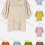 Wholesale Women's Casual Ruffle Trim Ruched Loose Sleeve Button Back Blouse preview