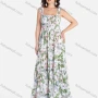 Wholesale Women's Casual Floral Print Lace Up Straps Shirred Ruffle Hem Maxi Cami Dress preview