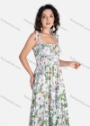 Wholesale Women's Casual Floral Print Lace Up Straps Shirred Ruffle Hem Maxi Cami Dress - Liuhuamall