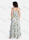 Wholesale Women's Casual Floral Print Lace Up Straps Shirred Ruffle Hem Maxi Cami Dress - Liuhuamall