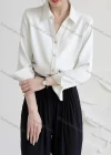 Wholesale Women's Casual Long Sleeve Turn-down Collar Button Down Plain Shirts 925229# - Liuhuamall