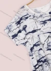 Wholesale Women's Casual Ink Painting Print Round Neck Short Sleeve Top - Liuhuamall