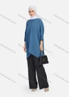 Wholesale Women's Casual Plain Collared 3/4 Sleeve Button Down Split Side High Low Hem Tunic 1290# - Liuhuamall