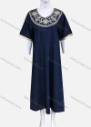 Wholesale Women's African Long Sleeve Gold Thread Embroidery Maxi Denim Kaftan Dress LSHNZ-10WF# - Liuhuamall