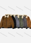 Wholesale Men's Suede Long Sleeve Detachable Fuzzy Collar Bomber Jackets 2994# - Liuhuamall