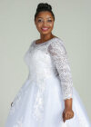 Wholesale Women's Glamorous Embroidery Bateau Neck Beaded Applique Corset Bodice Classic Tulle Wedding Dress 970# - Liuhuamall