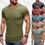 Wholesale Men's Silm Fit Rib-knit V Neck Short Sleeve Plain Tee preview