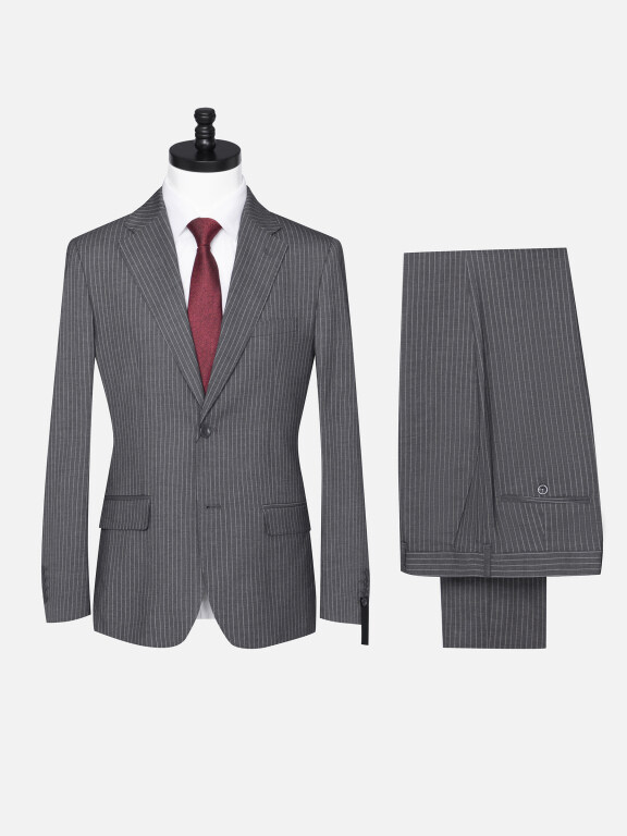 Men's Formal Striped Two Button Blazer Jacket & Pants 2 Piece Suit Set X6070#, Clothing Wholesale Market -LIUHUA, Men, Men-s-Suits-Blazers, Men-s-Suit-Sets