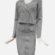 Women's Elegant Crop Jacket Plain 2-Piece Set 106# A624# Clothing Wholesale Market -LIUHUA