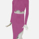 Women's Elegant Crew Neck Long Sleeve Plain Asymmetrical Skirt 2-Piece Set 109# A617# Clothing Wholesale Market -LIUHUA