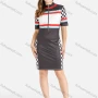 Wholesale Women's Casual Stand Collar Quarter Zip Colorblock & Checkerboard Print Dress preview