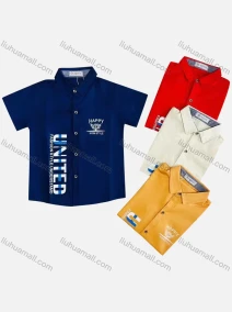 Wholesale Boy's Casual Letter Print Short Sleeve Shirt, LIUHUA CLOTHING WHOLESALE