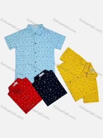 Wholesale Boy's Casual Allover Print Short Sleeve Shirt, LIUHUA CLOTHING WHOLESALE
