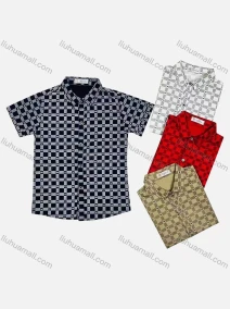 Wholesale Boy's Casual Plaid Print Short Sleeve Shirt, LIUHUA CLOTHING WHOLESALE