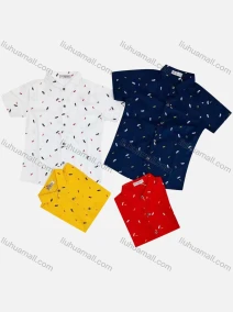Wholesale Boy's Casual Allover Print Short Sleeve Shirt, LIUHUA CLOTHING WHOLESALE