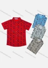 Wholesale Boy's Casual Allover Print Short Sleeve Shirt - Liuhuamall