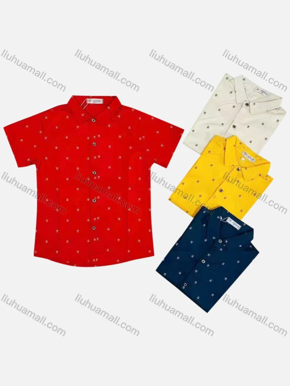 Wholesale Boy's Casual Allover Print Short Sleeve Shirt