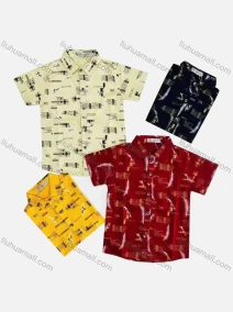 Wholesale Boy's Casual Allover Print Short Sleeve Shirt, LIUHUA CLOTHING WHOLESALE