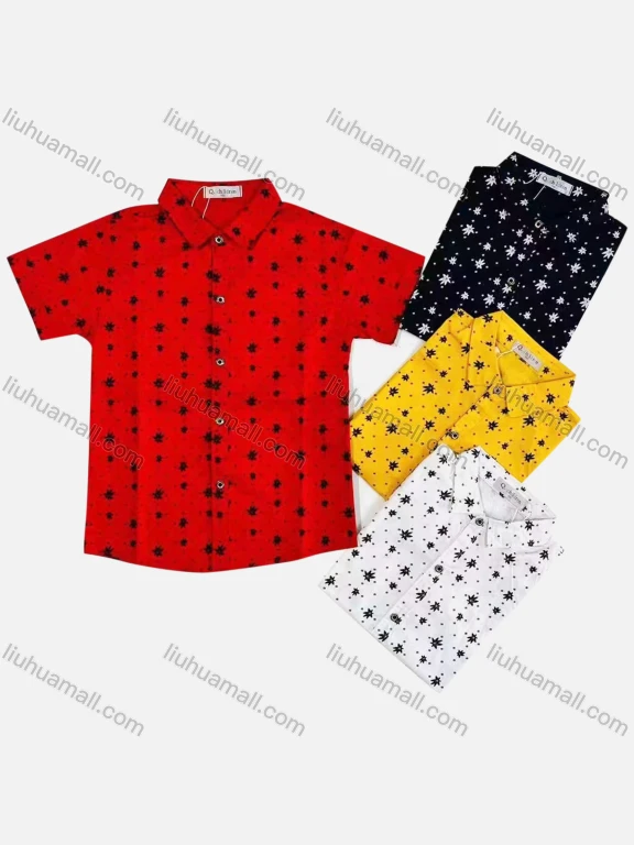 Wholesale Boy's Casual Allover Print Short Sleeve Shirt