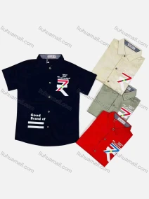 Wholesale Boy's Casual Letter Print Short Sleeve Shirt, LIUHUA CLOTHING WHOLESALE