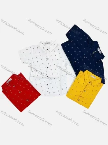 Wholesale Boy's Casual Allover Print Short Sleeve Shirt, LIUHUA CLOTHING WHOLESALE