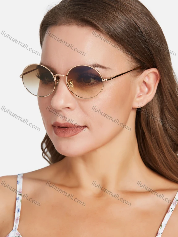 Wholesale Metal Round Frame Ombre Lenses Sunglasses