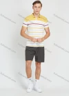 Wholesale Men's Casual Striped Colorblock Short Sleeve Polo Shirt - Liuhuamall