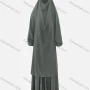 Wholesale Women's Islamic Modest Linen Plain Maxi Abaya Dress With Hijab 2-Pieces Set preview