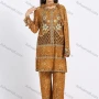 Wholesale Women's Muslim Islamic Folk Art Scalloped Trim Split Hem Tunic & Wide Leg Pant With Hijab 3 Piece Set preview