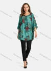 Wholesale Women's Casual Round Neck Tie Front Tassel Three Quarter Length Sleeve Floral Print Tunic - Liuhuamall