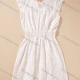 Wholesale Women's Casual Sleeveless Tie Neck Eyelet Embroidery Short Dress White Clothing Wholesale Market Liuhua
