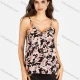 Wholesale Women's Casual Floral Print V Neck Cami Top Black Clothing Wholesale Market Liuhua