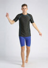 Wholesale Men's Round Neck Short Sleeve Contrast Color 2 Piece Swimsuit Set - Liuhuamall
