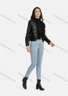 Wholesale Women's Casual Plain Open Front Long Sleeve Stitching Knit Leather Jacket A130# - Liuhuamall