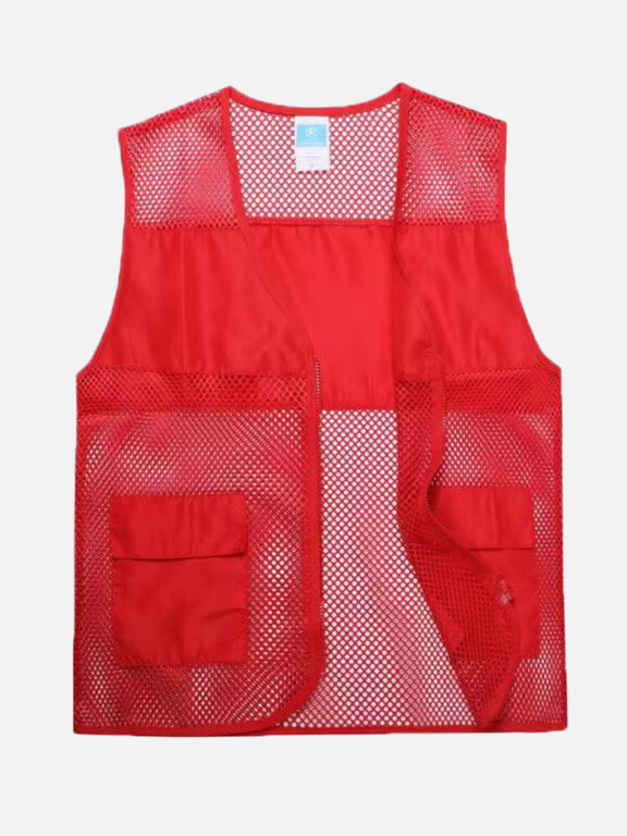 Adult Mesh Zipper Front Supermarket Volunteer Uniform Vest With Pockets, Clothing Wholesale Market -LIUHUA, SPECIALTY, Other-Clothing
