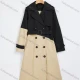 Wholesale Women's Colorblock Splicing Lapel Double Breasted Patch Pocket Long Sleeve Mid Length Trench Coat With Belt 2024-9# Black Clothing Wholesale Market Liuhua